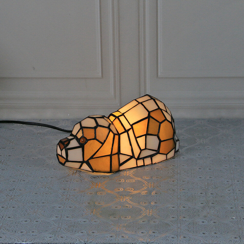 Tiffany Creative Chats /Chiens en Vitrail Lampe de Table Veilleuse 1 Lumière 