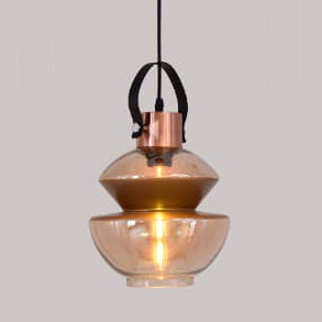 Industrial Amber Geometric Jar Glass 1-Light Pendant Light