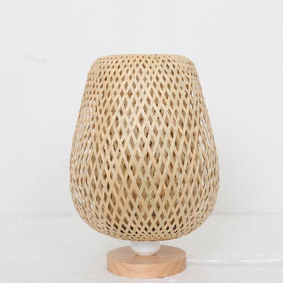 Moderne Bambusweberei Oval 1-Licht Tischlampe 