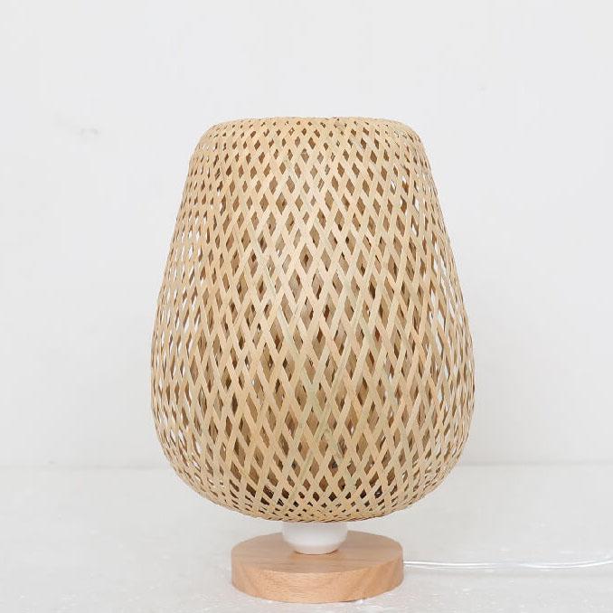 Moderne Bambusweberei Oval 1-Licht Tischlampe 