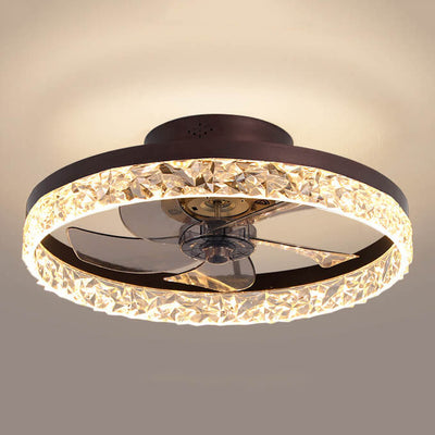 Modern Circle Ring LED Semi-Flush Mount Ceiling Fan Light