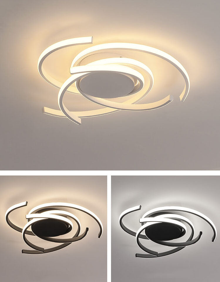 Minimalist Creative Circle Strip Aluminum Semi-Flush Mount Ceiling Light