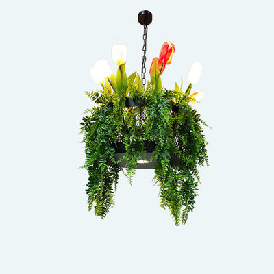 Modern Creative Simulation Plant Flowers Iron 12/13-Light Chandelier