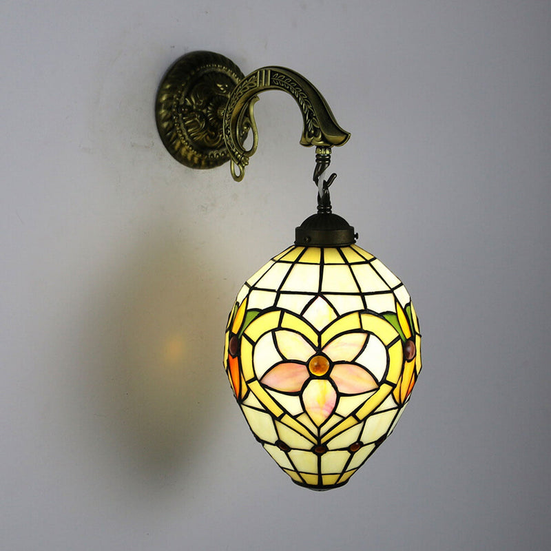 Vintage Tiffany Globe Stained Glass 1-Light Wall Sconce Lamp
