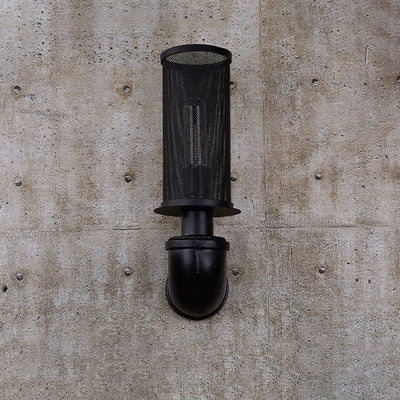Industrial Vintage Cylinder Pipe Metal Mesh 1-Light Wall Sconce Lamp