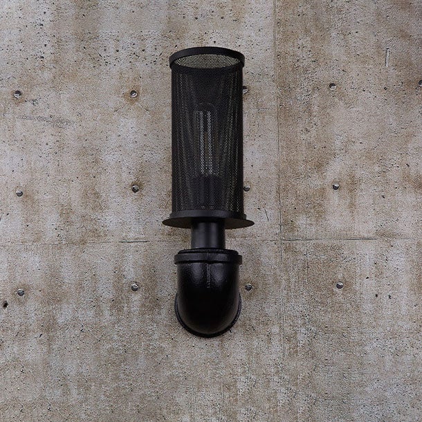 Industrial Vintage Cylinder Pipe Metal Mesh 1-Light Wall Sconce Lamp