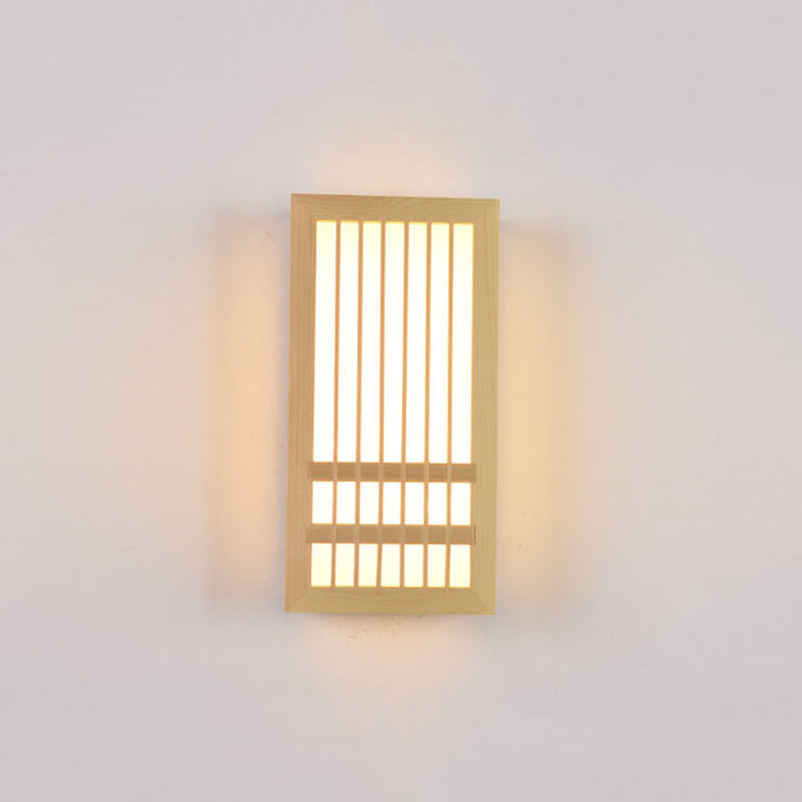 Modern Minimalist Solid Wood Acrylic Rectangular LED  Wall Sconce Lamp for Living Room