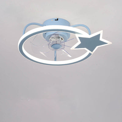 Childlike Star/Dolphin Design Quiet LED Flush Mount Fan Light