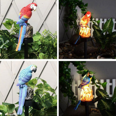 Solar Parrot Resin Outdoor Garden LED Decorative Ground Plug Path Light