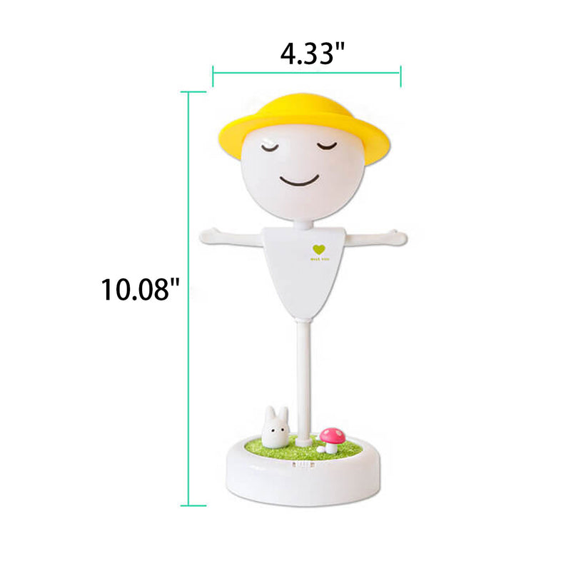 Dessin animé épouvantail visage souriant USB charge LED veilleuse lampe de table 