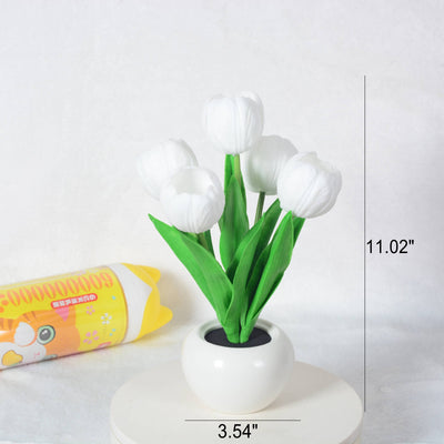 Lámpara de mesa LED de simulación creativa moderna Tulipán Peonía 
