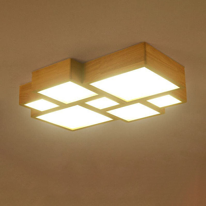 Luz de techo empotrada LED cuadrada de madera maciza nórdica 