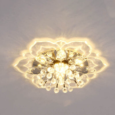 Modern Crystal Flower Shape LED Flush Mount Ceiling Light