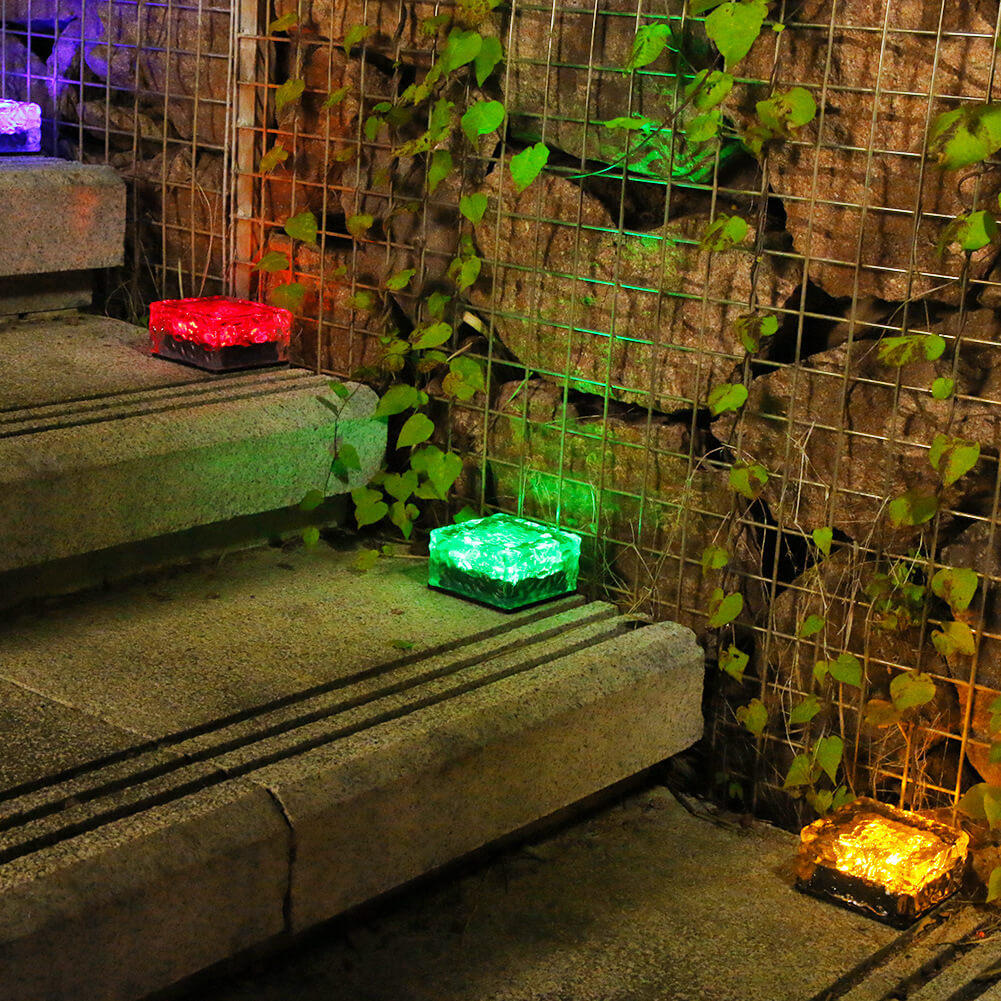 Solar-LED-Eisziegel Wasserdichtes Glas Bodenlicht Gartenlicht 