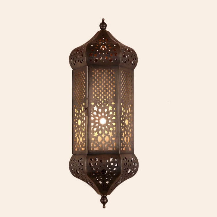 Retro Hollowed Column Copper Moroccan 1-Light Wall Sconce Lamp