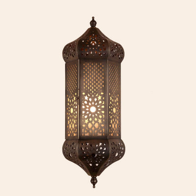 Retro Hollowed Column Copper Marokkanische Wandleuchte mit 1 Licht 