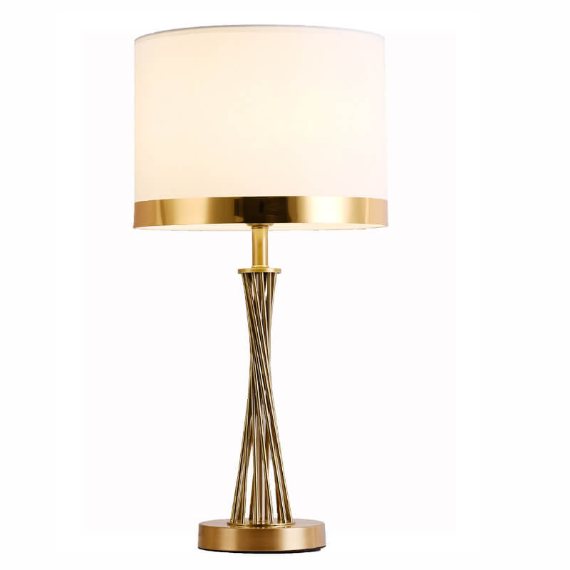 Nordic Fabric Gold Linear Base 1-Light  Table Lamp