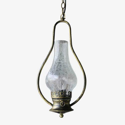 Vintage Kerosene Cracked Glass Shade 1-Light Pendant Light