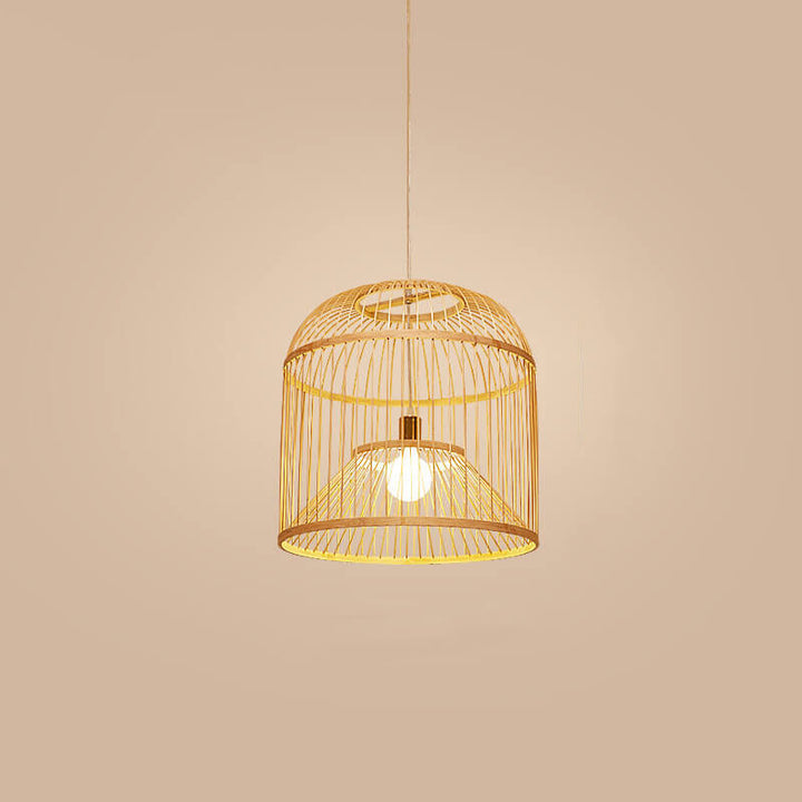 Vintage Bamboo Weaving Birdcage 1-Light Pendant Light