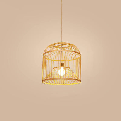 Vintage Bamboo Weaving Birdcage 1-Light Pendant Light