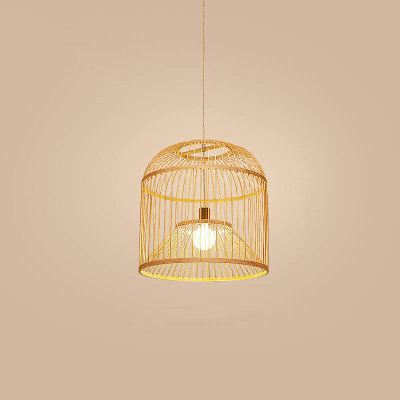 Vintage Bamboo Weaving Birdcage 1-Light Pendant Light