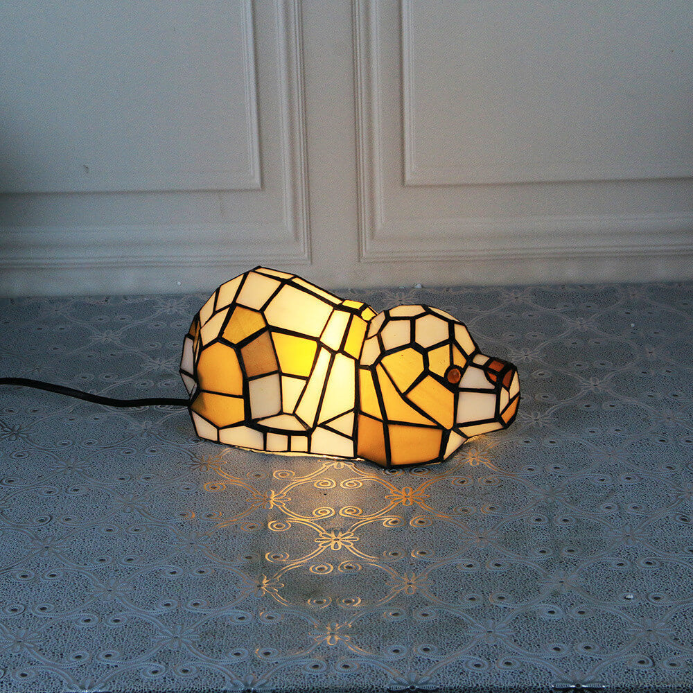 Tiffany Creative Chats /Chiens en Vitrail Lampe de Table Veilleuse 1 Lumière 