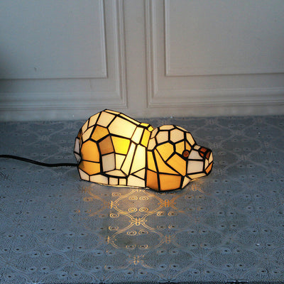 Tiffany Creative Chats /Chiens en Vitrail Lampe de Table Veilleuse 1 Lumière 