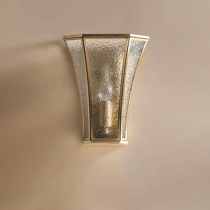 Traditional Vintage Glass Brass Column 1-Light Wall Sconce Lamp For Living Room