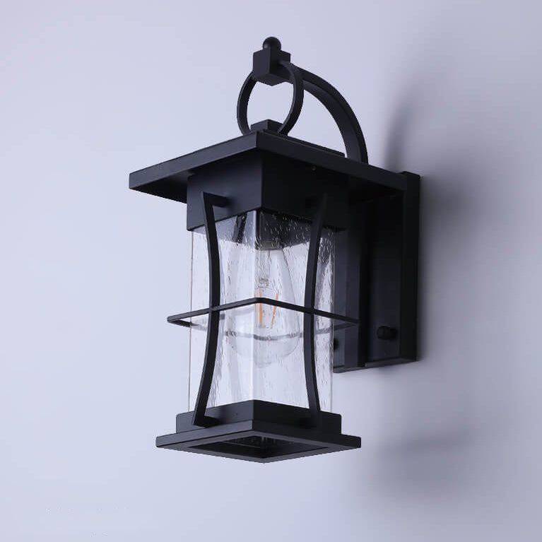 Aplique de pared impermeable moderno para exteriores con jaula de vidrio transparente y 1 luz 