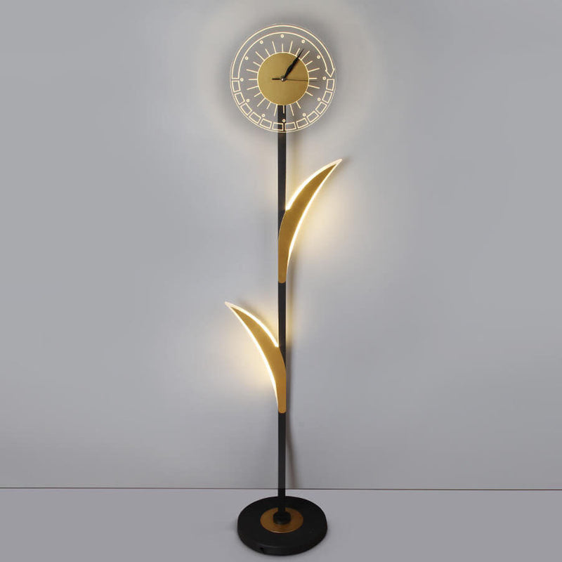 Modern Creative LED Art Standing Floor Lamp with Clock