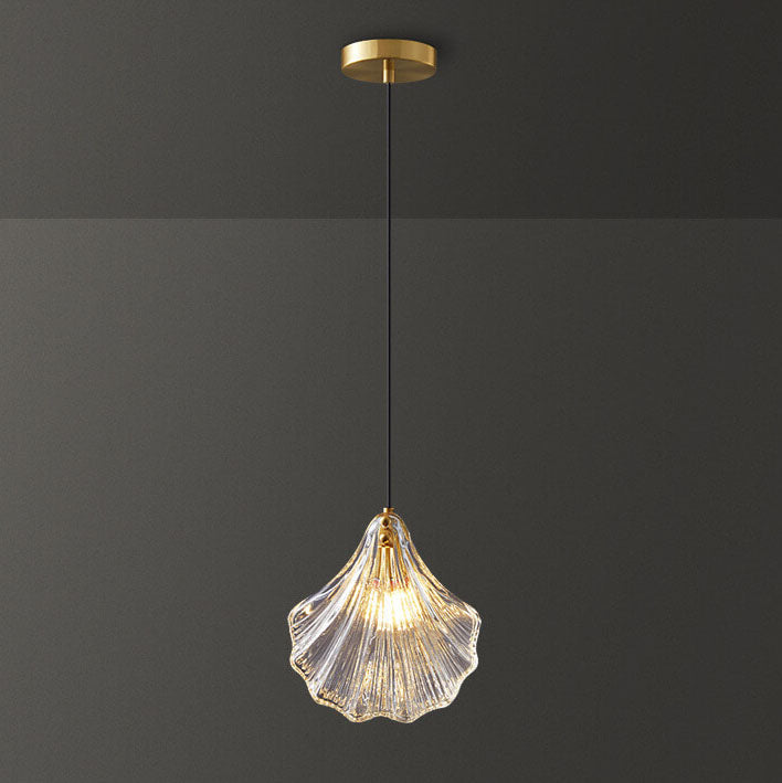 Modern Luxury Glass Shell Brass 1-Light Pendant Light