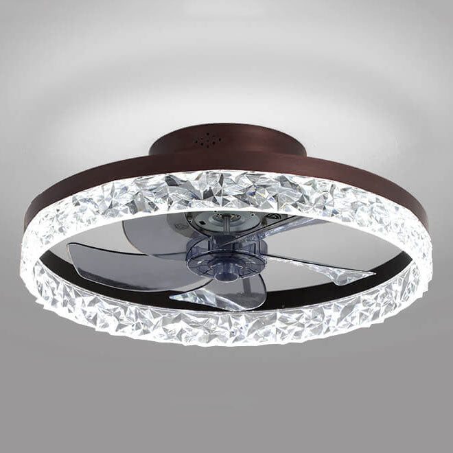 Modern Circle Ring LED Semi-Flush Mount Ceiling Fan Light