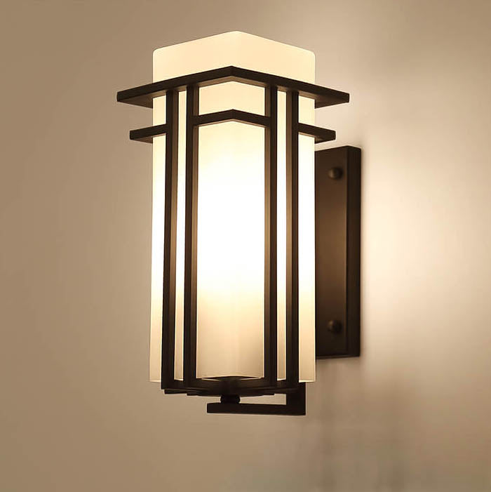 Lámpara Aplique de Pared Exterior Impermeable de 1 Luz de Hierro Cuadrado de Vidrio Moderno 