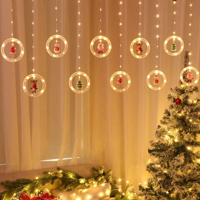 Décoration suspendue de poupée de cercle de noël, guirlande lumineuse USB à 10 LED 
