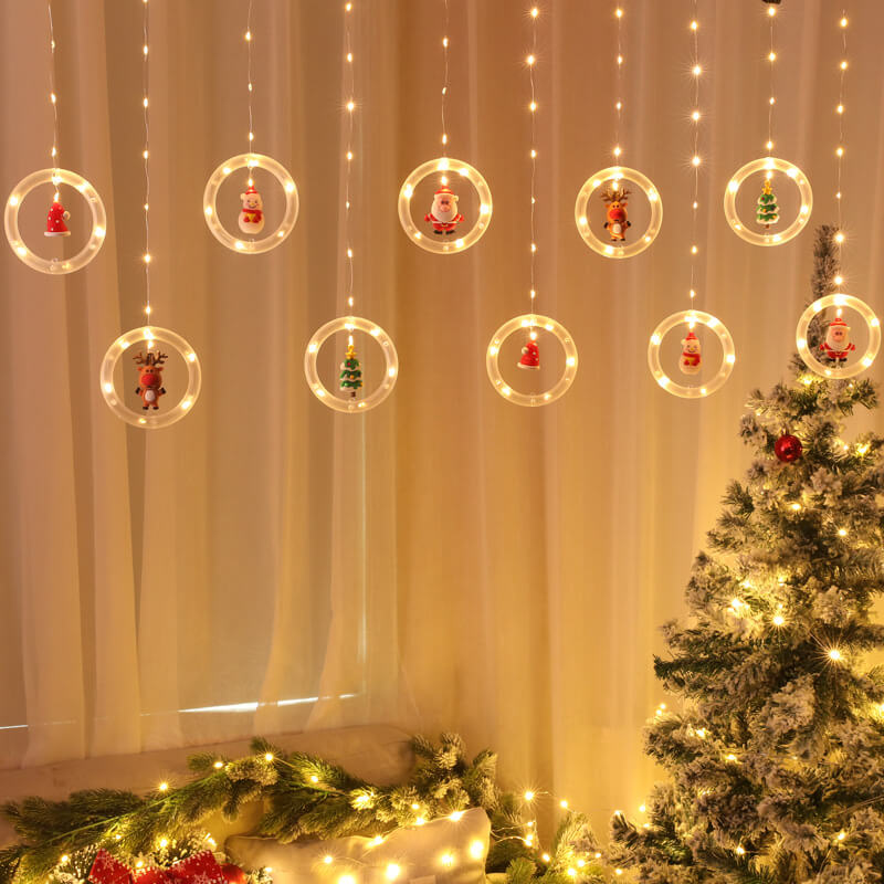 Décoration suspendue de poupée de cercle de noël, guirlande lumineuse USB à 10 LED 