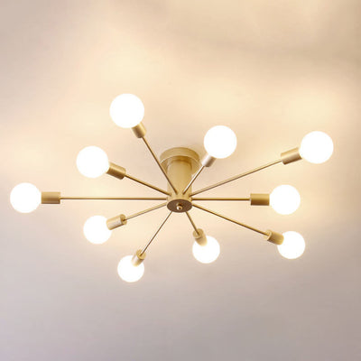 Modern Branches Metal 6/8/10-Light Semi-Flush Mount Ceiling Light