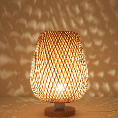 Moderne Bambusweberei Oval 1-Licht Tischlampe 