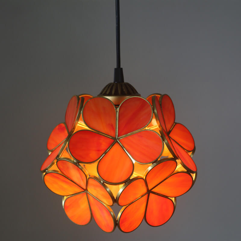 Vintage Stained Glass Petal 1-Light Pendant Light