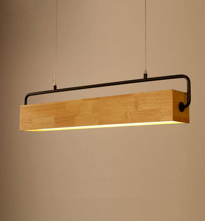 Nordic Minimalist Solid Wood Rectangular LED Chandelier