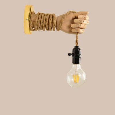 Industrial Woven Rope Hand -Shaped 1-Light Wall Sconce Lamp