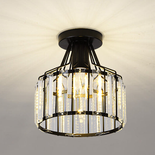 Modern Crystal Dome 1-Light Semi-Flush Mount Ceiling Light