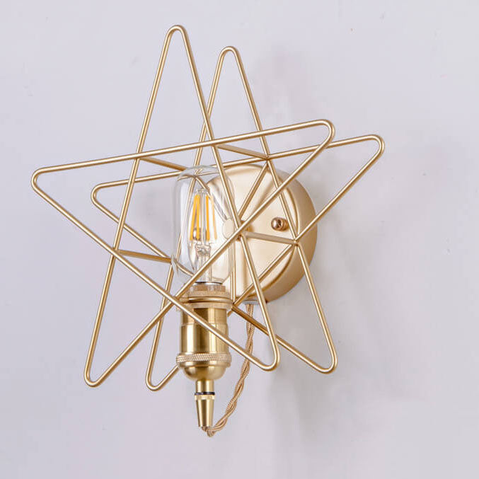 Einfache goldene Pentagramm-Eisen-Wandleuchte mit 1 Licht 