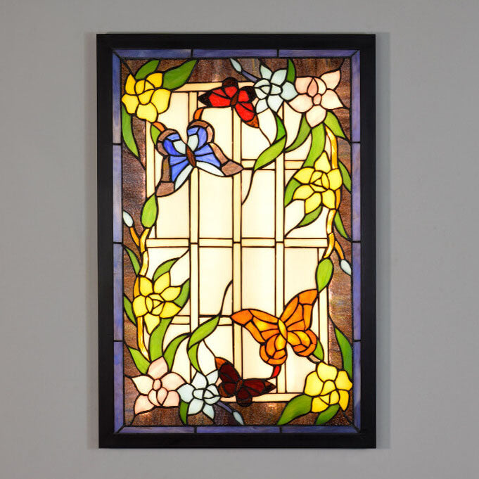 Luz de pared decorativa mural LED rectangular de vidrio teñido Tiffany 