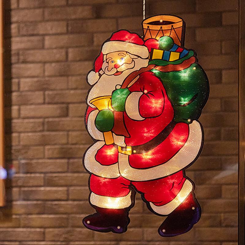Décoration de fenêtre à ventouse avec lumières de Noël à l&