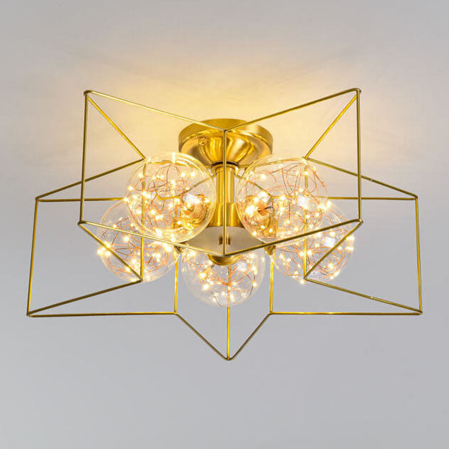 Modern Pentagram 1-5 Light 3 Color Changeable LED Semi-Flush Mount Lighting