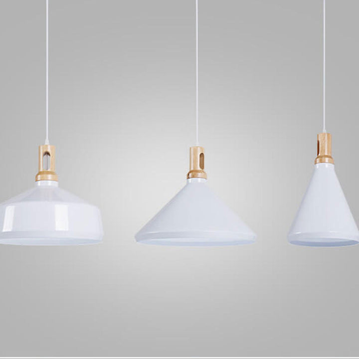 Lumière suspendue à 1 ampoule conique en aluminium solide simple nordique géométrique 