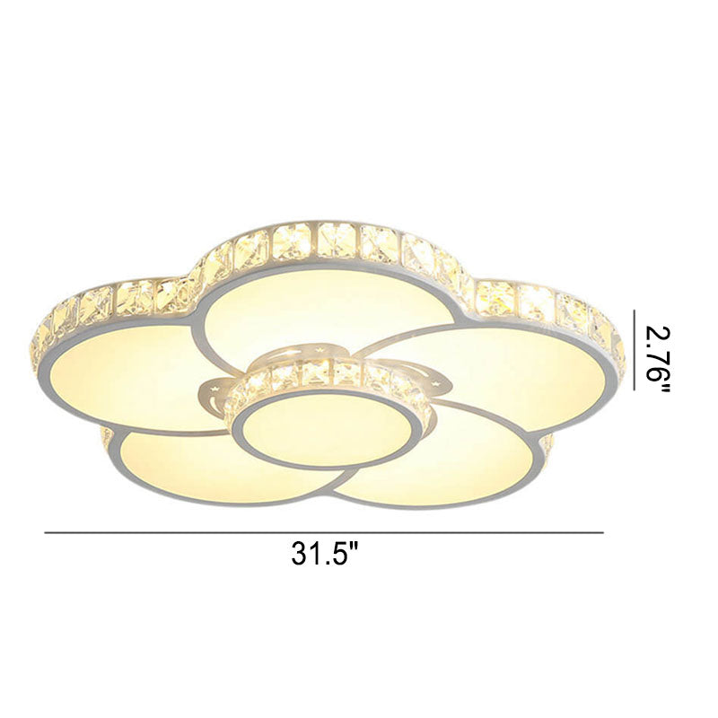 Modern Light Luxury Flowers Crystal LED Flush Mount Ceiling Light