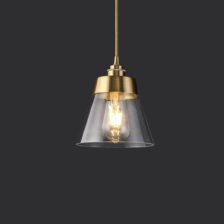 Industrial Brass Glass Bell Shape 1-Light Pendant Light