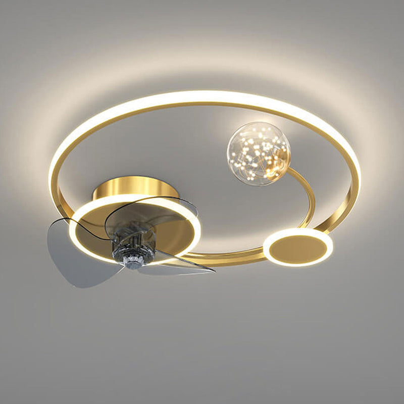 تصميم كرة دائرية إبداعية حديثة مروحة سقف بإضاءة LED 