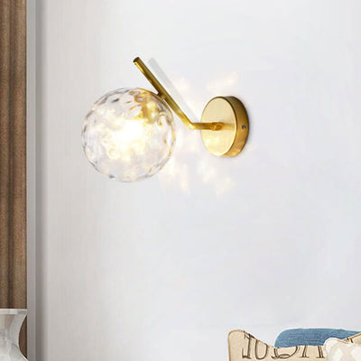 Nordic Minimalist Glass Ball Curve Lamp Arm 1-Light Wall Sconce